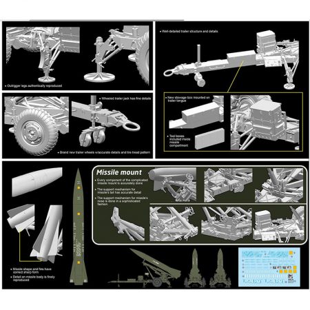 dragon 3600 MGM-52 Lance Missile w/Launcher Kit en plástico para montar y pintar. Hoja de calcas con una decoración del US Army en 1972