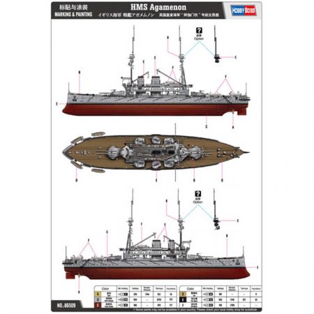 hobby boss 86509 HMS Agamenon 1/350 Kit en plástico para montar y pintar. Incluye piezas en fotograbado.