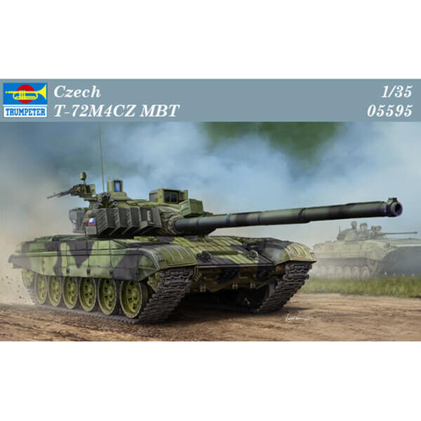 trumpeter 05595 Czech T-72M4CZ MBT Kit en plástico para montar y pintar. Incluye piezas en fotograbado y cadenas por eslabones individuales. Hoja de calcas con 2 decoraciones.