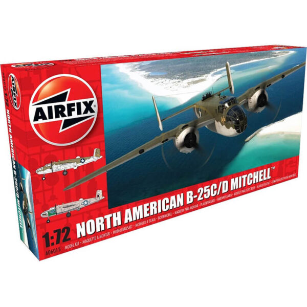 airfix a06015 North American B-25C/D Mitchell Kit en plástico para montar y pintar. Hoja de calcas con 2 decoraciones. Dimensiones 224 x 286 mm Escala 1/72