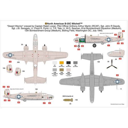 airfix a06015 North American B-25C/D Mitchell Kit en plástico para montar y pintar. Hoja de calcas con 2 decoraciones. Dimensiones 224 x 286 mm Escala 1/72