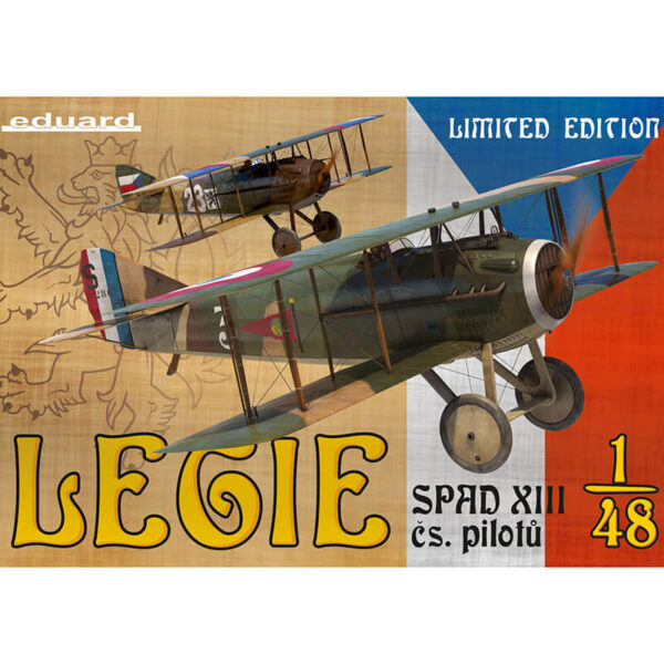 edm 11123 Legie SPAD XIIIs flown by Czechoslovak pilots Limited Edition Kit en plástico de Eduard. Incluye piezas en fotograbado y mascarillas. Escala 1/48 Hoja de calcas con 4 decoraciones