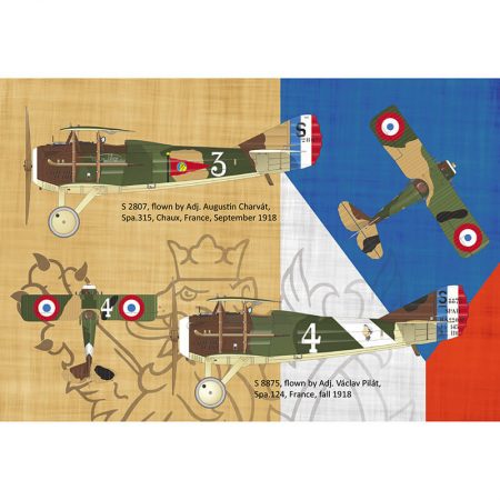 edm 11123 Legie SPAD XIIIs flown by Czechoslovak pilots Limited Edition Kit en plástico de Eduard. Incluye piezas en fotograbado y mascarillas. Escala 1/48 Hoja de calcas con 4 decoraciones