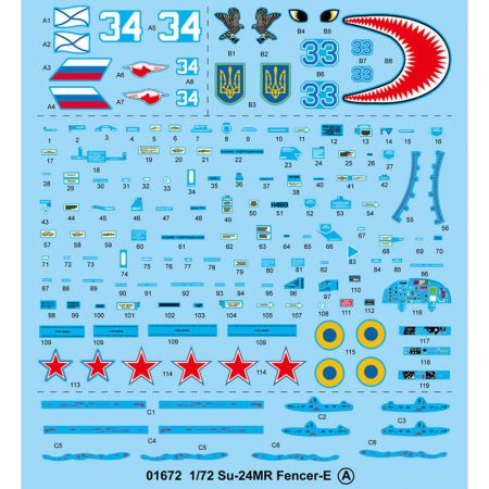 trumpeter 01672 Su-24MR Fencer-E El Sukhoi Su-24MRes la versión de reconocimiento táctico de la familia del Su-24 con el nombre en clave de la OTAN  Fencer-E. Kit de plástico para montar y pintar.