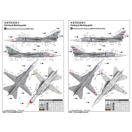 trumpeter 01672 Su-24MR Fencer-E El Sukhoi Su-24MRes la versión de reconocimiento táctico de la familia del Su-24 con el nombre en clave de la OTAN  Fencer-E. Kit de plástico para montar y pintar.