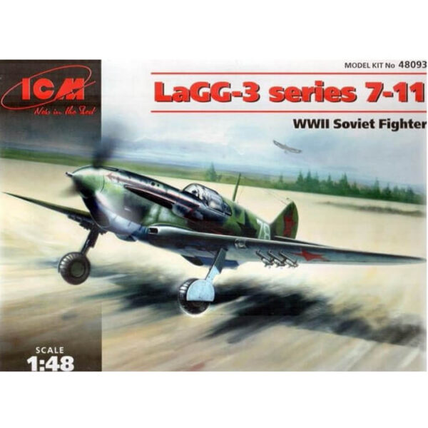icm 48093 LaGG-3 Series 7-11 WWII Soviet Fighter Kit en plástico para montar y pintar. Hoja de calcas para 2 aparatos soviéticos de la 2ªGM