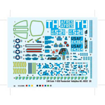 hobby boss 80332 Republic F-105D Thunderchief Kit en plástico para montar y pintar.  Hoja de calcas con 2 decoraciones