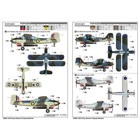 trumpeter 02880 Fairey Albacore Torpedo Bomber  Kit en plástico para montar y pintar.  Hoja de calcas con 2 decoraciones.