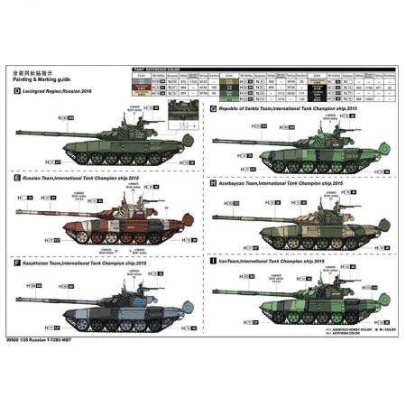 trumpeter 09508 Russian T-72B3 MBT Kit en plástico para montar y pintar.  Incluye piezas en fotograbado y cadenas por eslabones individuales.