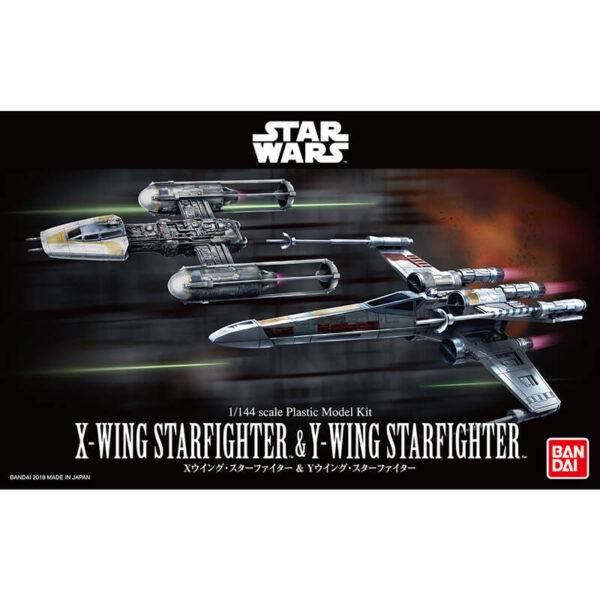 Bandai 0228377 Star Wars 1/144 X-Wing Starfighter & Y-Wing StarfighterKit de montaje en plástico por presión, no necesita pegamento.Incluye pedestal para las maquetas.