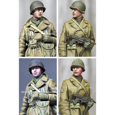 alpine miniatures 35261 WW2 US Infantry Winter Set Kit en resina para montar y pintar. El kit incluye 2 figuras y 4 cabezas con casco o casco con malla.