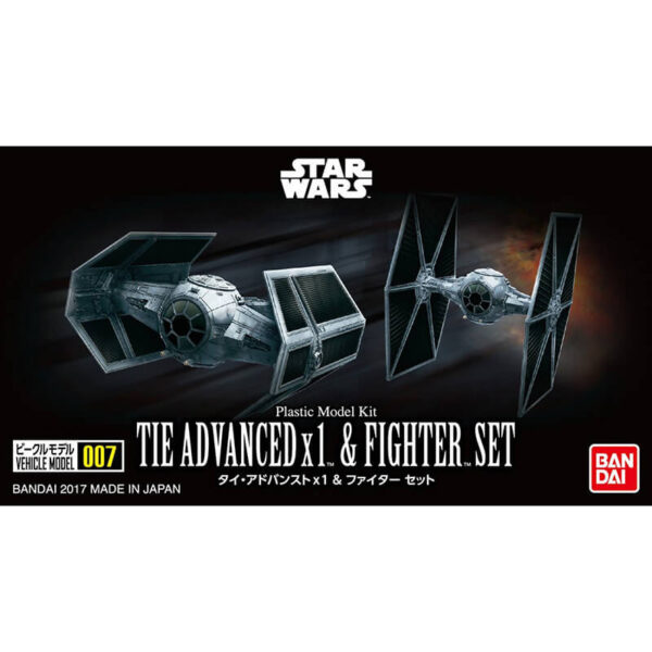 bandai 0214502 Star Wars Vehicle Model 007 Tie Advanced x1 & Fighter SetKit de montaje en plástico por presión, no necesita pegamento.