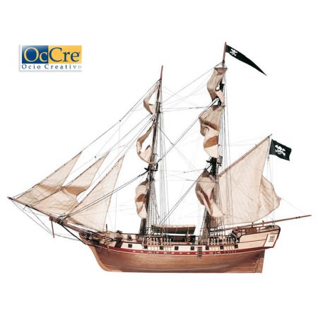 occre 13600 Bergantín Corsair 1-80 Kit de construcción tradicional en madera casco por cuadernas con doble forro