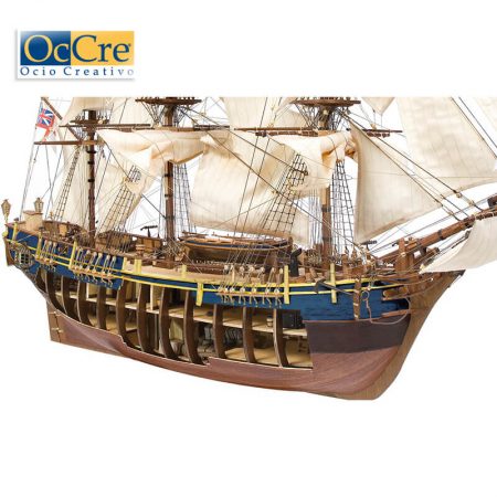 occre 14006 Fragata HMS Bounty 1/45 Kit de construcción tradicional en madera, casco por cuadernas con doble forro