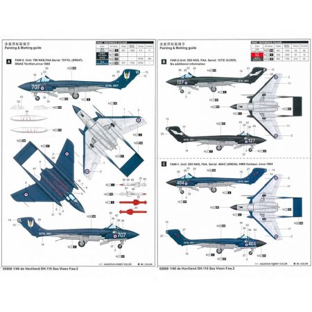 Trumpeter 05808 de Hawilland DH.110 Sea Vixen Faw.2Kit en plástico para montar y pintar.Incluye piezas en fotograbado.