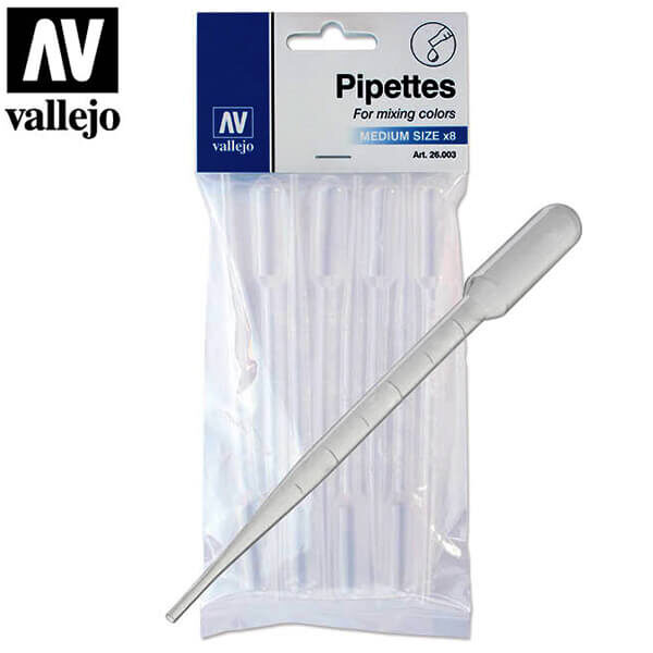 acrylicos vallejo 26003 Pipeta Acrylicos Vallejo 3 mlPipeta de plástico para mezclas de 3 ml cada una. Presentado en bolsa con 8 pipetas.