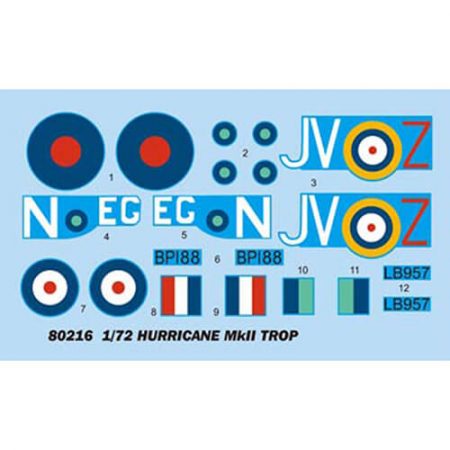 hobby boss 80216 Hurricane Mk.II Trop 1/72 Kit en plástico para montar y pintar. Hoja de calcas con 2 decoraciones.
