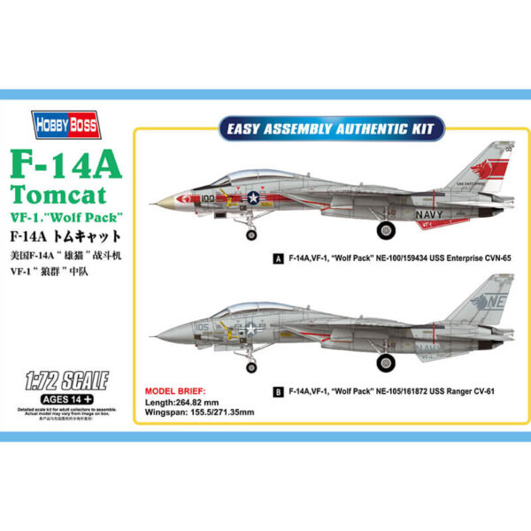 hobby boss 80279 F-14A Tomcat VF-1 Wolf Pack maqueta escala 1/72