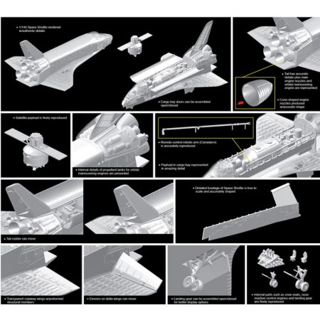 dragon 11004 Space Shuttle w/Cargo bay & Satellite maqueta de plástico escala 1/144