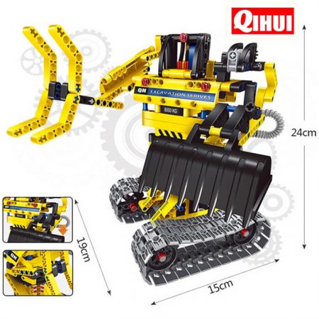 qihui 6801 2 en 1 Excavadora y Robot 342pcs Mechanical Master DIY Mechanical Transmission