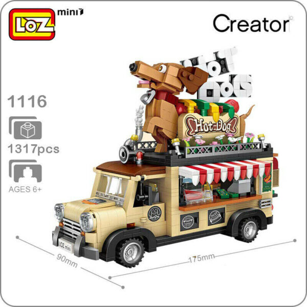 Loz Mini 1116 Hot Dog Car 1317 pcs Construye y colecciona con los bloques de Loz, tus vehículos favoritos.