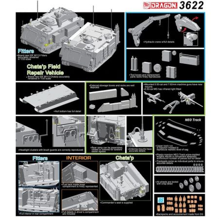 IDF M113 Fitters & Chata'p Field Repair Vehicle Middle East War Series Combo Set El set incluye piezas para montar 2 M113 Israelíes de recuperación