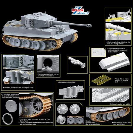 dragon 6888 Tiger I Mid-Production w/Zimmerit Otto Carius Battle of Malinava Village 1944 maqueta escala 1/35