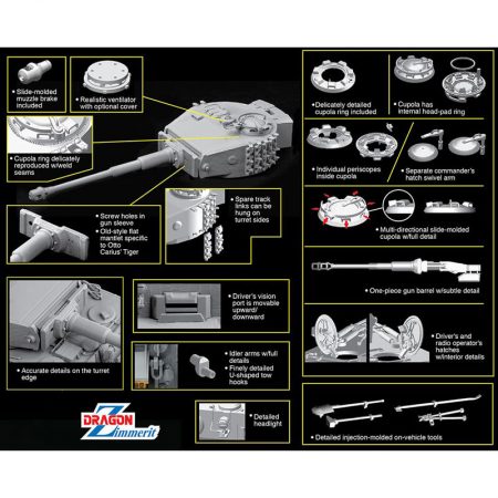 dragon 6888 Tiger I Mid-Production w/Zimmerit Otto Carius Battle of Malinava Village 1944 maqueta escala 1/35