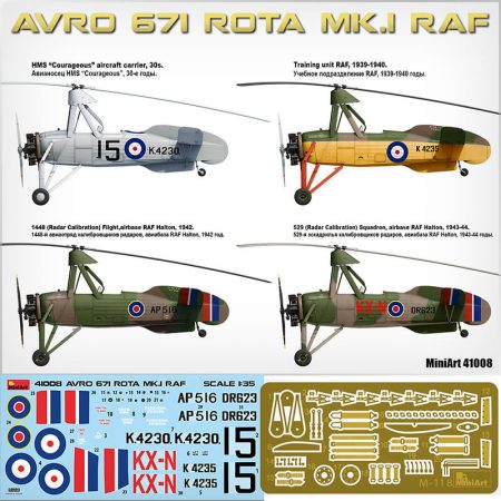 miniart 41008 AUTOGIRO AVRO 671 ROTA MK.I RAF maqueta escala 1/35