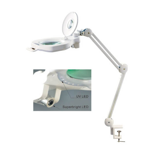 dismoer 19535 Flexo lupa de mesa triple luz leds regulable Lente 5 y 20 Dioptrias para modelismo y electrónica