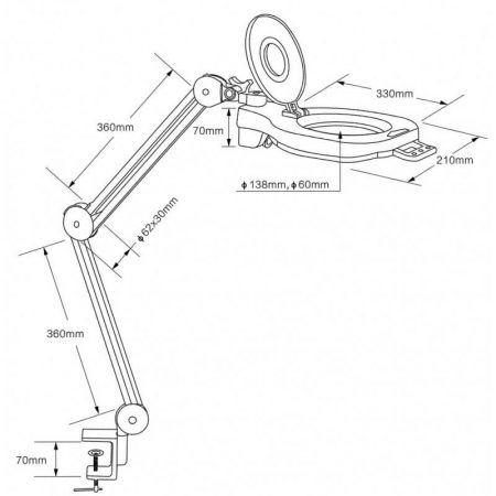 dismoer 19535 Flexo lupa de mesa triple luz leds regulable Lente 5 y 20 Dioptrias para modelismo y electrónica