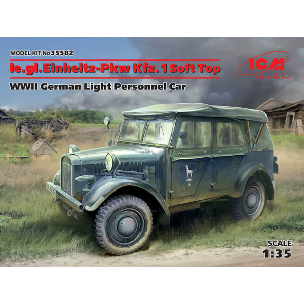 icm 35582 le.gl.Einheitz-Pkw Kfz.1 Soft Top WWII German Light Personnel Car maqueta escala 1/35