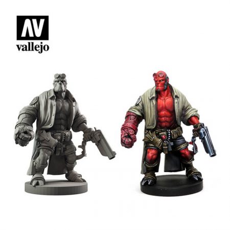 AV70187 Hell Boy Paint Set de 8 colores de Acrylicos Vallejo y 1 miniatura exclusiva de Hell Boy modelada por Mantic Games