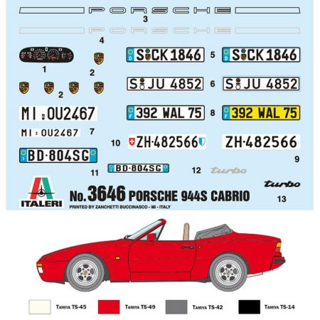 italeri 3646 PORSCHE 944 S Cabrio maqueta escala 1/24