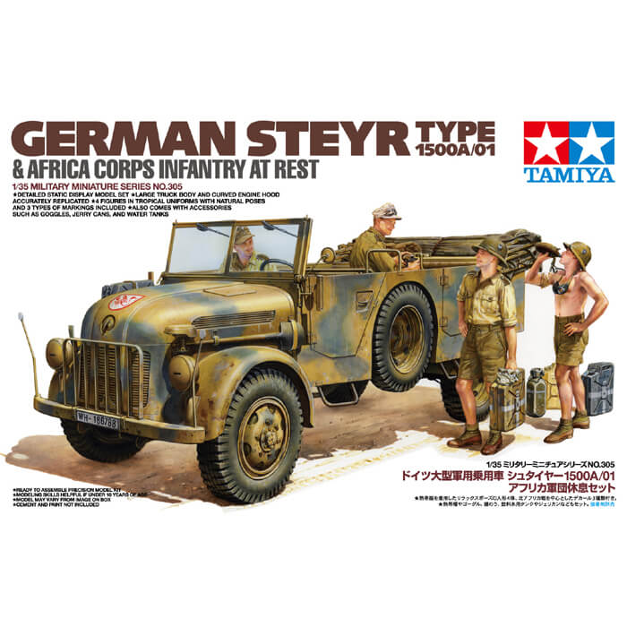 Maqueta de Coche alemán Steyr Tipo 1500A/01 GL 2 Escala 1:35, Segunda Guerra Mundial Tamiya 300035225 