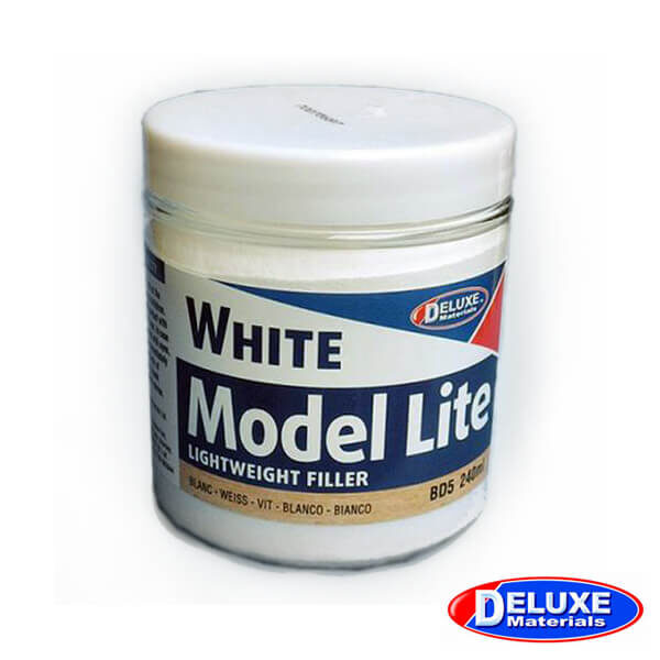 Deluxe DD5 Model Lite White 240ml Masilla de relleno de color blanco y secado rápido. Ideal para alisar y rellenar imperfecciones en la madera. Aplicar con espátula, una vez seca se puede lijar.