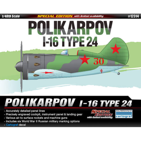 academy 12314 Polikarpov I-16 Type 24 maqueta escala 1/48
