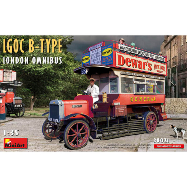 LGOC B-Type London Omnibus Miniatures Series Kit en plástico para montar y pintar. Incluye piezas en fotograbado y motor detallados.