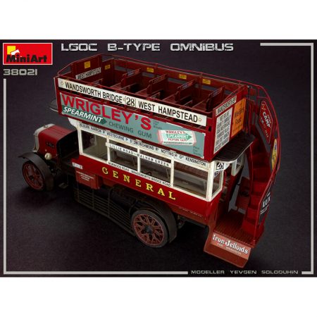 LGOC B-Type London Omnibus Miniatures Series Kit en plástico para montar y pintar. Incluye piezas en fotograbado y motor detallados.