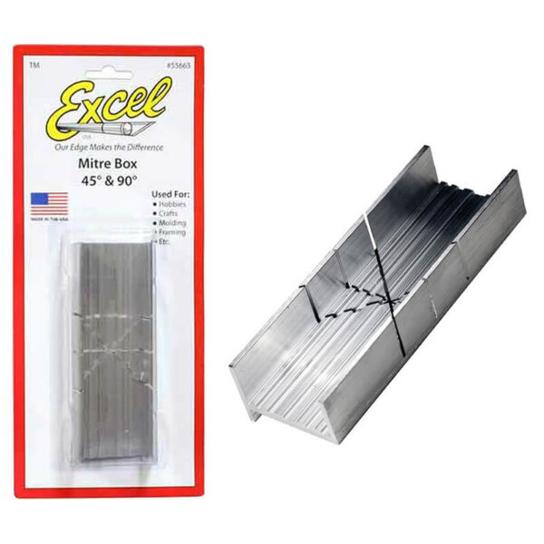 EXCEL 55665 Ingletadora de Aluminio Corte 45º/90º Caja de ingletes en aluminio con ranuras preparadas para cortes en 45 y 90º.