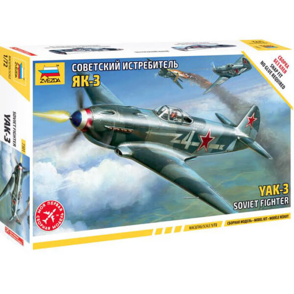 zvezda 7301 Soviet fighter YAK-3 1/72 Kit en plástico para montar y pintar. Snap Fit montaje fácil sin pegamento.