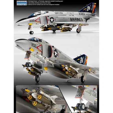 academy 12315 USMC F-4B/N "VMFA-531 Gray Ghosts" 1/48 Kit en plástico para montar y pintar. Incluye distintos tipos de armamento.