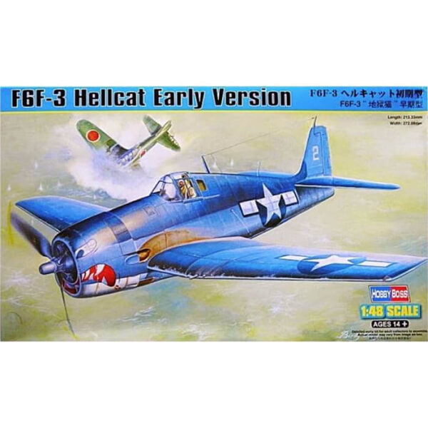 hobby boss 80338 F6F-3 Hellcat Early Version 1/48 Kit en plástico para montar y pintar. Las alas se pueden montar en posición de vuelo o plegadas. Hoja de calcas con 2 decoraciones