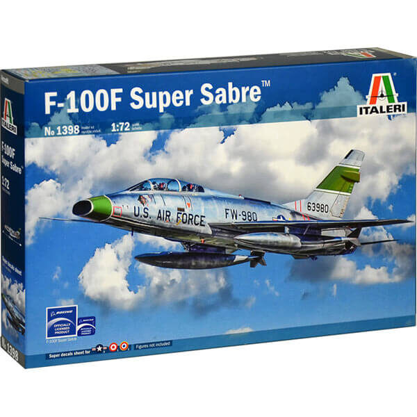 italeri 1398 F-100F Super Sabre 1/72 Kit en plástico para montar y pintar. Hoja de calcas con 5 decoraciones