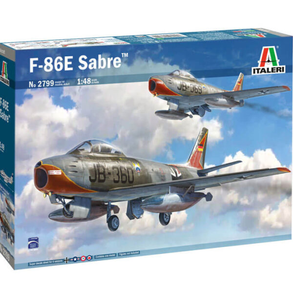italeri 2799 North American F-86E Sabre 1/48 Kit en plástico para montar y pintar. Hoja de calcas con 4 decoraciones.