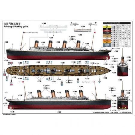 trumpeter 03719 RMS Titanic 1/200 Kit en plástico para montar y pintar. Incluye 7 planchas con piezas en fotograbado para las barandillas y detalles finos. Incluye un juego de iluminación por LED.