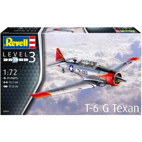 Revell 03924 T-6G Texan 1/72 Maqueta en plástico para montar y pintar. Hoja de calcas con 1 decoración de un avión de entrenamiento USAF.