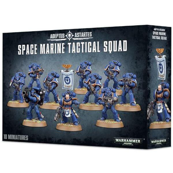 gws 48-07 Space Marines Tactical Squad La caja incluye 10 miniaturas multicomponente incluyendo un Sergeant y un arma especial.