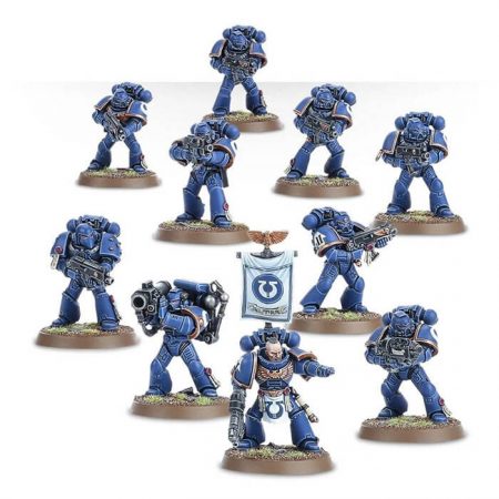 gws 48-07 Space Marines Tactical Squad La caja incluye 10 miniaturas multicomponente incluyendo un Sergeant y un arma especial.