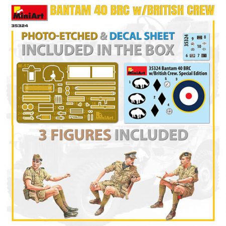 miniart 35324 Bantam 40 BRC W/British Crew 1/35 Kit en plástico para montar y pintar. Incluye piezas en fotograbado y 3 figuras